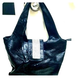 Letter hand bag with rhinestone